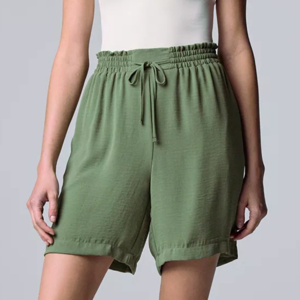Women's Simply Vera Vera Wang High-Rise Paperbag Waist Shorts